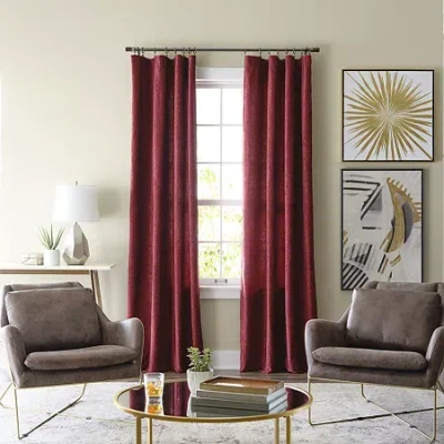 Regal Home Collections, Inc. Regal Home Chenille Rod Pocket Light-filtering Single Curtain Panel In Red