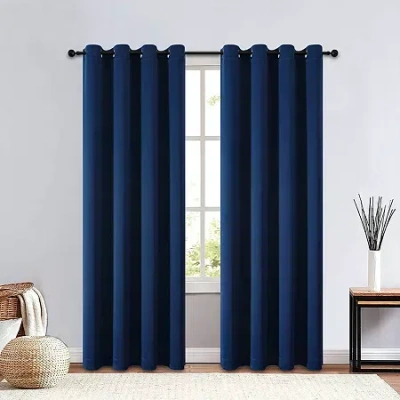 Regal Home Collections, Inc. Regal Home Clardiges Grommet Top Blackout Single Curtain Panel In Blue