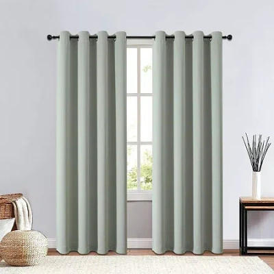 Regal Home Collections, Inc. Regal Home Clardiges Grommet Top Blackout Single Curtain Panel In Green