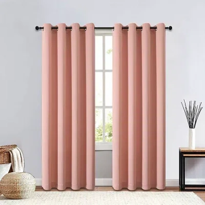 Regal Home Collections, Inc. Regal Home Clardiges Grommet Top Blackout Single Curtain Panel In Pink