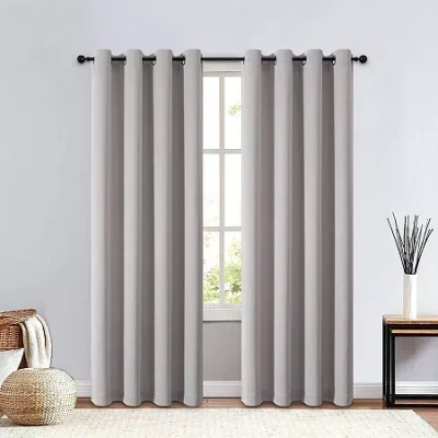Regal Home Collections, Inc. Regal Home Clardiges Grommet Top Blackout Single Curtain Panel In Silver