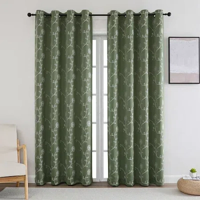 Regal Home Collections, Inc. Regal Home Constance Grommet Top Blackout Single Curtain Panel In Green