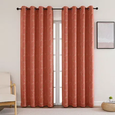 Regal Home Collections, Inc. Regal Home Constance Grommet Top Blackout Single Curtain Panel In Red