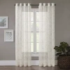 Regal Home Collections, Inc. Regal Home Crushed Voile Leaves Print Grommet Top Sheer Single Curtain Panel In Sand