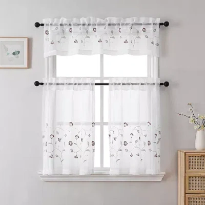 Regal Home Collections, Inc. Regal Home Daisy 3-pc. Rod Pocket Window Tier In Gray