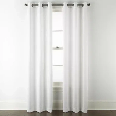 Regal Home Collections, Inc. Regal Home Delaney Diamond Grommet Top Embossed Blackout Set Of 2 Curtain Panel In White
