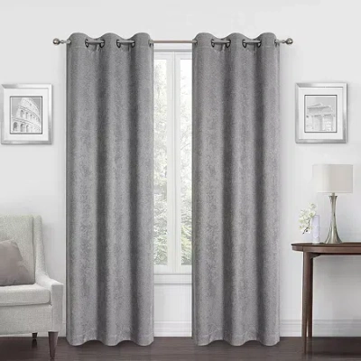 Regal Home Collections, Inc. Regal Home Diamond Embossed Grommet Top Energy Saving Blackout Set Of 2 Curtain Panel In Gray