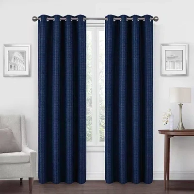 Regal Home Collections, Inc. Regal Home Dimensions Solid Grommet Top Energy Saving Blackout Single Curtain Panel In Blue