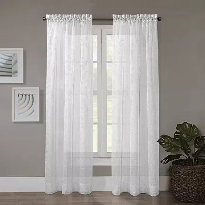 Regal Home Collections, Inc. Regal Home Embroidered Voile Rod Pocket Embroidered Sheer Single Curtain Panel In White