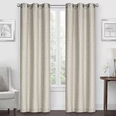 Regal Home Collections, Inc. Regal Home Geo Cube Jacquard Grommet Top Light-filtering Set Of 2 Curtain Panel In Brown