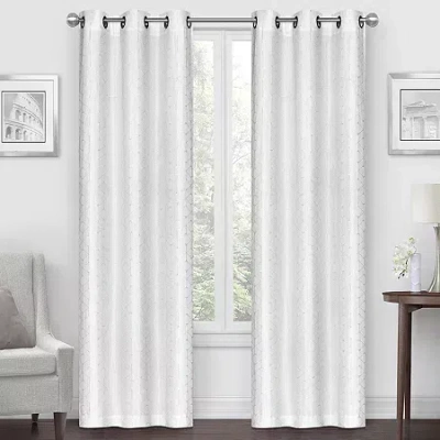 Regal Home Collections, Inc. Regal Home Geo Cube Jacquard Grommet Top Light-filtering Set Of 2 Curtain Panel In White
