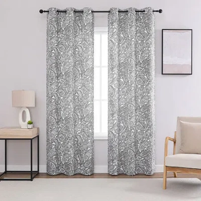 Regal Home Collections, Inc. Regal Home Hardy Grommet Top Blackout Set Of 2 Curtain Panel In Gray