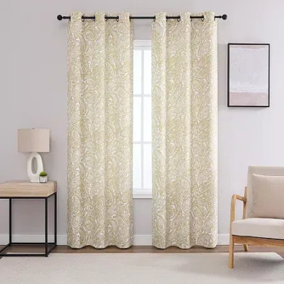 Regal Home Collections, Inc. Regal Home Hardy Grommet Top Blackout Set Of 2 Curtain Panel In Yellow
