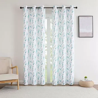 Regal Home Collections, Inc. Regal Home Isla Printed Grommet Top Energy Saving Blackout Set Of 2 Curtain Panel In Blue