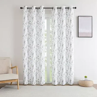 Regal Home Collections, Inc. Regal Home Isla Printed Grommet Top Energy Saving Blackout Set Of 2 Curtain Panel In Sand