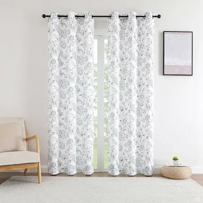 Regal Home Collections, Inc. Regal Home Kelvis Printed Grommet Top Energy Saving Blackout Set Of 2 Curtain Panel In Sand