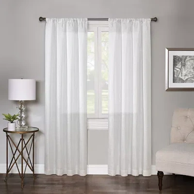 Regal Home Collections, Inc. Regal Home Lombardi Solid Metallic Rod Pocket Sheer Single Curtain Panel In White