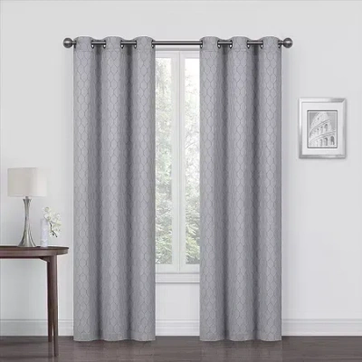 Regal Home Collections, Inc. Regal Home Mackenna Jacquard Grommet Top Light-filtering Set Of 2 Curtain Panel In Gray