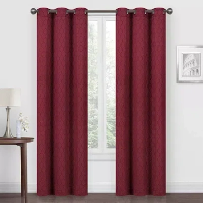 Regal Home Collections, Inc. Regal Home Mackenna Jacquard Grommet Top Light-filtering Set Of 2 Curtain Panel In Red