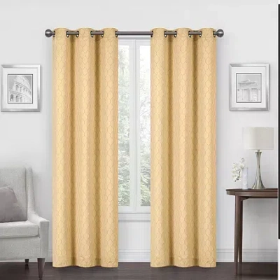 Regal Home Collections, Inc. Regal Home Mackenna Jacquard Grommet Top Light-filtering Set Of 2 Curtain Panel In Yellow