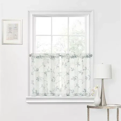 Regal Home Collections, Inc. Regal Home Meadow Embroidered 2-pc. Rod Pocket Window Tier In Blue