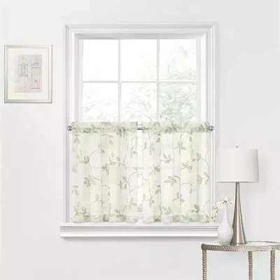 Regal Home Collections, Inc. Regal Home Meadow Embroidered 2-pc. Rod Pocket Window Tier In Green