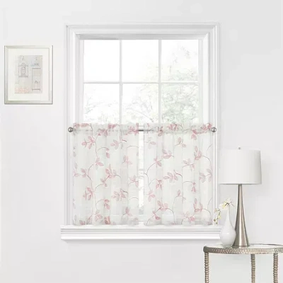 Regal Home Collections, Inc. Regal Home Meadow Embroidered 2-pc. Rod Pocket Window Tier In Pink