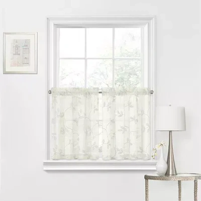 Regal Home Collections, Inc. Regal Home Meadow Embroidered 2-pc. Rod Pocket Window Tier In White