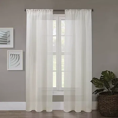 Regal Home Collections, Inc. Regal Home Meadow Solid Rod Pocket Sheer Single Curtain Panel In Sand