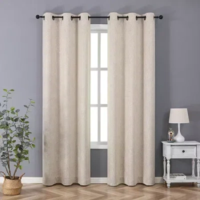 Regal Home Collections, Inc. Regal Home Pascal Grommet Top Energy Saving Embossed Blackout Set Of 2 Curtain Panel In Sand