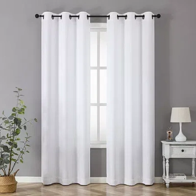 Regal Home Collections, Inc. Regal Home Pascal Grommet Top Energy Saving Embossed Blackout Set Of 2 Curtain Panel In White