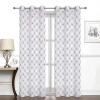 Regal Home Collections, Inc. Regal Home Perth Geometric Embroidery Grommet Top Sheer Set Of 2 Curtain Panel In Blue