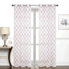 Regal Home Collections, Inc. Regal Home Perth Geometric Embroidery Grommet Top Sheer Set Of 2 Curtain Panel In Red