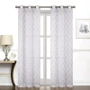 Regal Home Collections, Inc. Regal Home Perth Geometric Embroidery Grommet Top Sheer Set Of 2 Curtain Panel In Sand