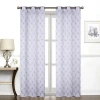Regal Home Collections, Inc. Regal Home Perth Geometric Embroidery Grommet Top Sheer Set Of 2 Curtain Panel In White