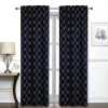 Regal Home Collections, Inc. Regal Home Perth Geometric Embroidery Rod Pocket Blackout Set Of 2 Curtain Panel In Blue
