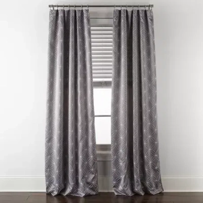 Regal Home Collections, Inc. Regal Home Perth Geometric Embroidery Rod Pocket Blackout Set Of 2 Curtain Panel In Gray