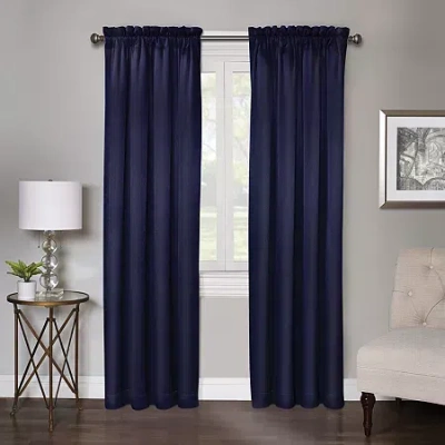 Regal Home Collections, Inc. Regal Home Regency Rod Pocket Light-filtering Single Curtain Panel In Blue