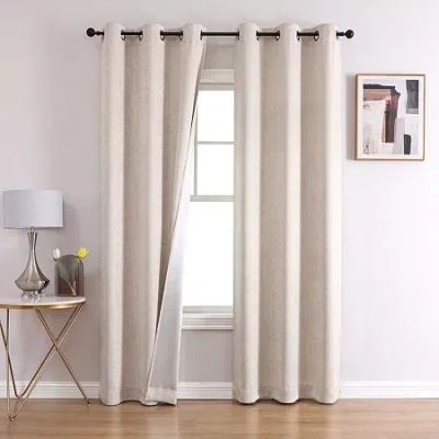 Regal Home Collections, Inc. Regal Home Ripple Grommet Top Energy Saving Embossed Blackout Set Of 2 Curtain Panel In Sand