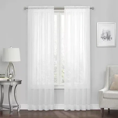 Regal Home Collections, Inc. Regal Home Solid Voile Rod Pocket Sheer Single Curtain Panel In White