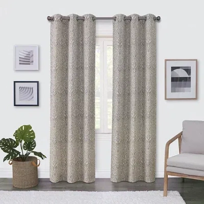 Regal Home Collections, Inc. Regal Home Surfaces Ikat Damask Grommet Top Light-filtering Single Curtain Panel In Brown