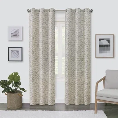 Regal Home Collections, Inc. Regal Home Surfaces Ikat Scroll Grommet Top Light-filtering Single Curtain Panel In Brown