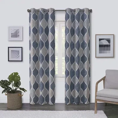 Regal Home Collections, Inc. Regal Home Surfaces Ogee Grommet Top Light-filtering Single Curtain Panel In Blue