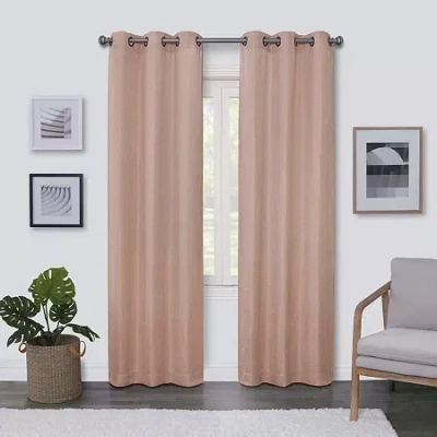 Regal Home Collections, Inc. Regal Home Surfaces Solid Grommet Top Light-filtering Single Curtain Panel In Pink