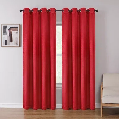 Regal Home Collections, Inc. Regal Home Sutter Grommet Top Blackout Single Curtain Panel In Red