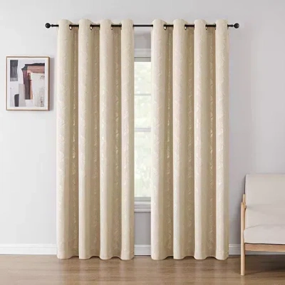 Regal Home Collections, Inc. Regal Home Talia Grommet Top Blackout Single Curtain Panel In Sand