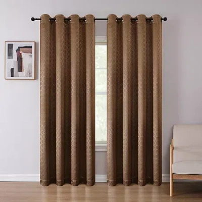 Regal Home Collections, Inc. Regal Home Tobias Embossed Grommet Top Blackout Single Curtain Panel In Brown