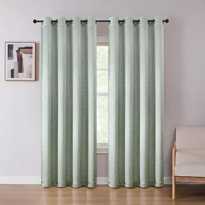 Regal Home Collections, Inc. Regal Home Tobias Embossed Grommet Top Blackout Single Curtain Panel In Green