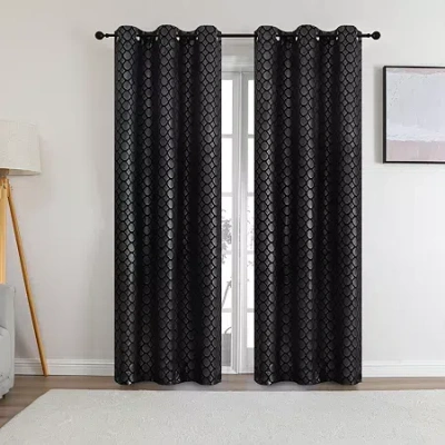 Regal Home Collections, Inc. Regal Home Tobias Grommet Top Energy Saving Embossed Blackout Set Of 2 Curtain Panel