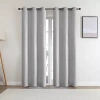 Regal Home Collections, Inc. Regal Home Tobias Grommet Top Energy Saving Embossed Blackout Set Of 2 Curtain Panel In Silver